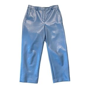 Aritzia Babaton blue faux leather cropped pants SZ 10